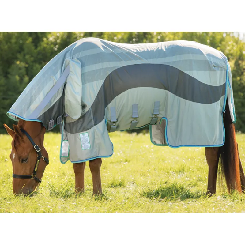 Horseware Amigo Vamoose Evolution Fly Rug with Disc Closure - Silver/Dark Grey/Blue/Aqua