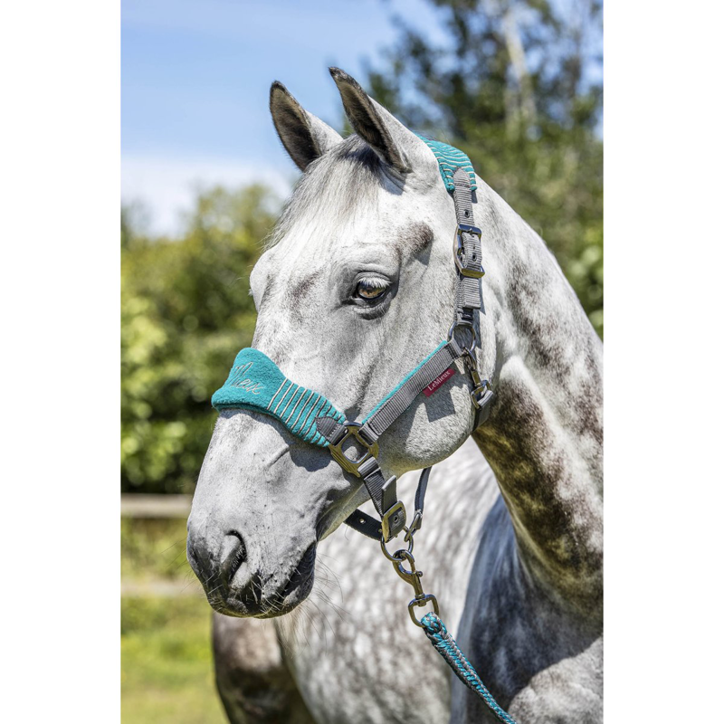 LeMieux Vogue Fleece Headcollar and Leadrope - Peacock/Grey-1