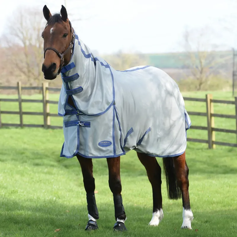 WeatherBeeta ComFiTec Airflow II Detach A Neck Fly Rug - Grey/Blue/Grey