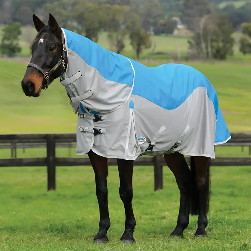WeatherBeeta ComFiTec Dual Shield Detach-A-Neck Fly Rug - Blue/Grey