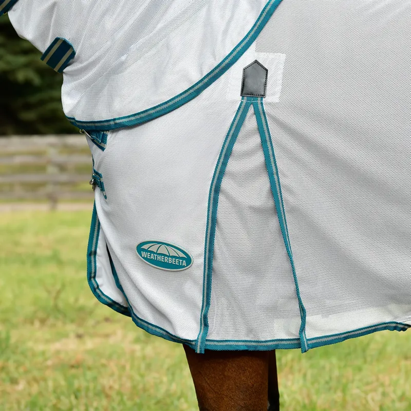 WeatherBeeta ComFiTec Zephyr Plus Mesh Combo Neck Fly Rug - Silver/Teal Green/Stone-6