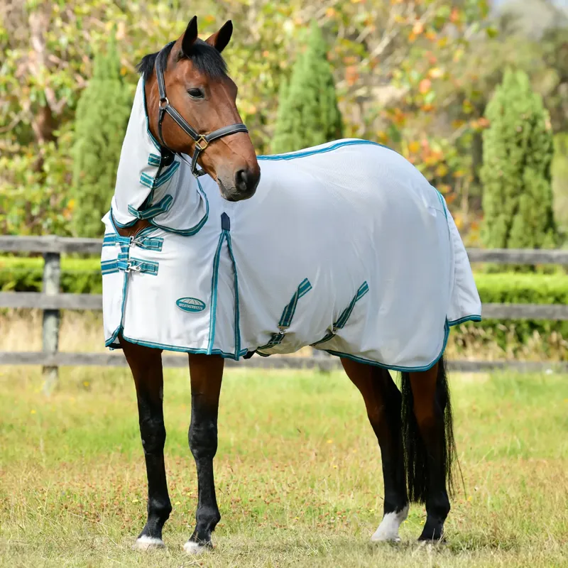 WeatherBeeta ComFiTec Zephyr Plus Mesh Combo Neck Fly Rug - Silver/Teal Green/Stone-1