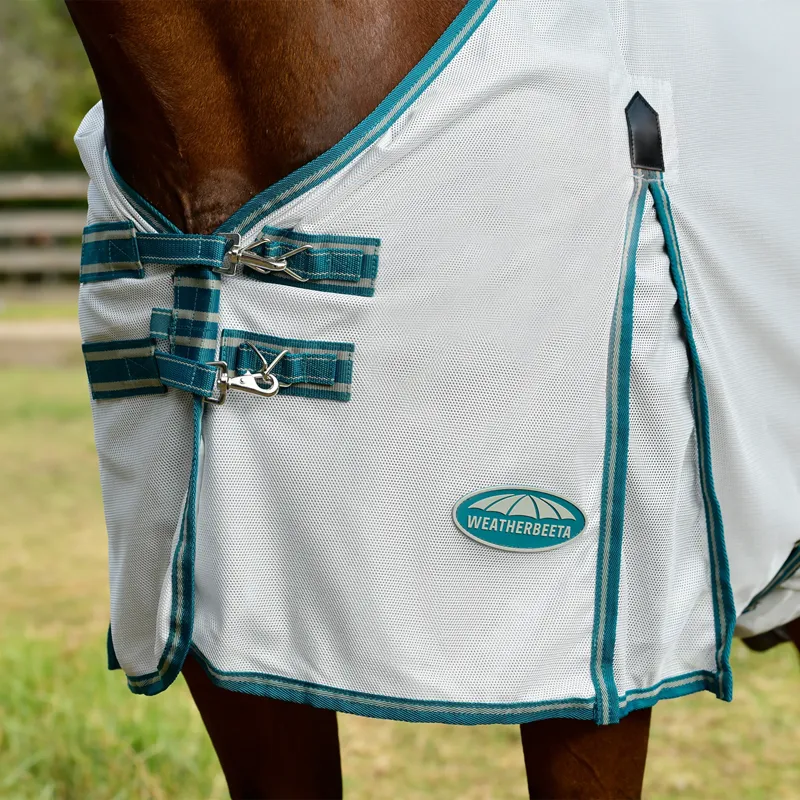 WeatherBeeta ComFiTec Zephyr Plus Mesh Combo Neck Fly Rug - Silver/Teal Green/Stone-5