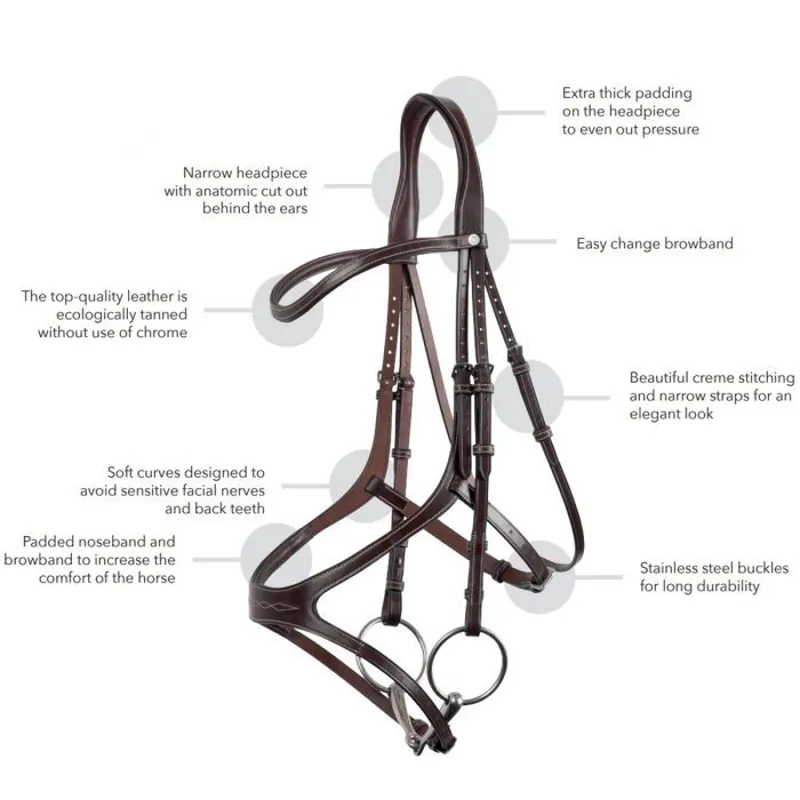 Montar Excellence Jumping Eco Leather Bridle - Black-2