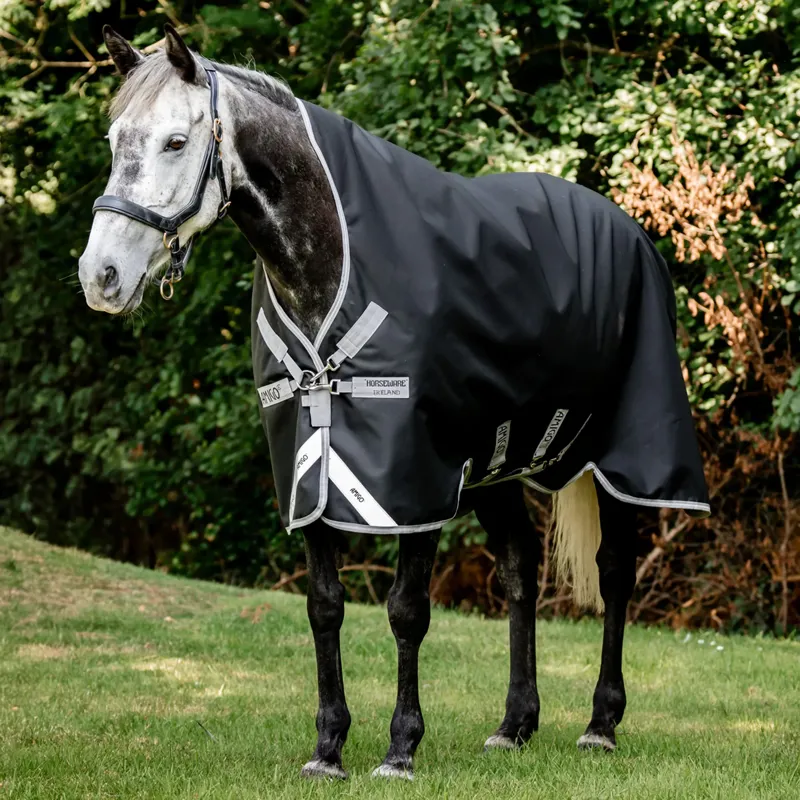 Horseware Amigo Bravo 12 Wug Heavy 400g Turnout Rug - Black/Titanium Grey Silver