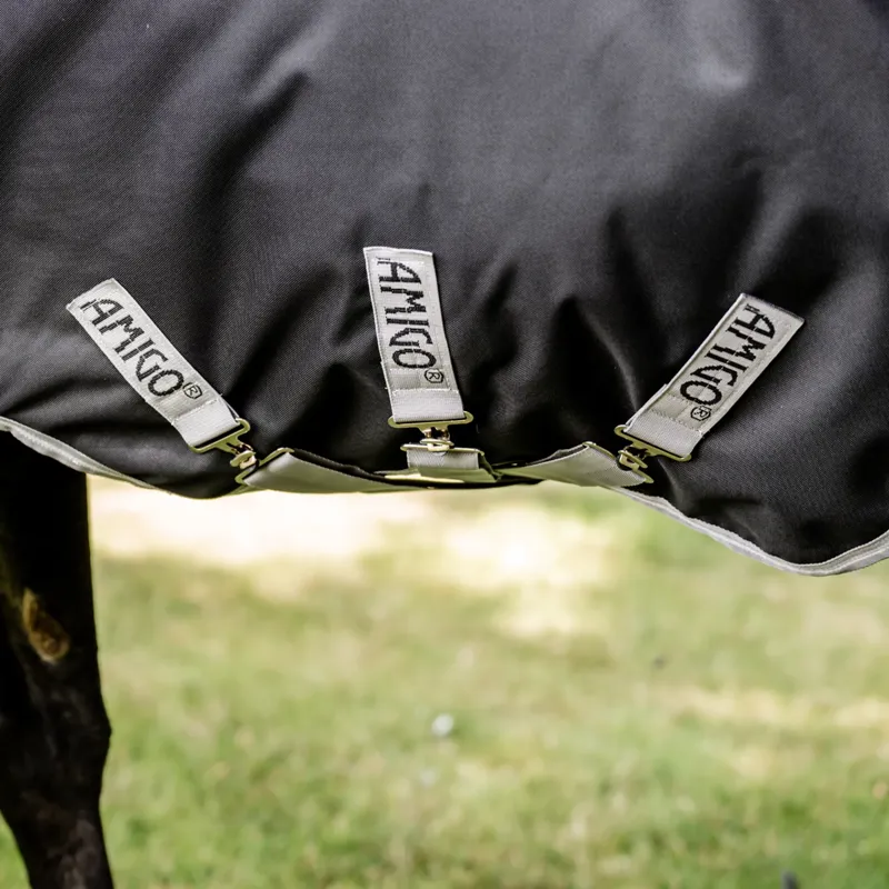 Horseware Amigo Bravo 12 Wug Heavy 400g Turnout Rug - Black/Titanium Grey Silver-5