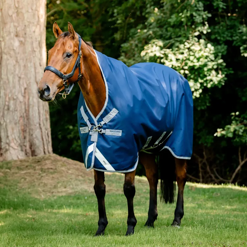 Horseware Amigo Bravo 12 Wug Heavy 400g Turnout Rug - Navy/Titanium Grey Silver-1