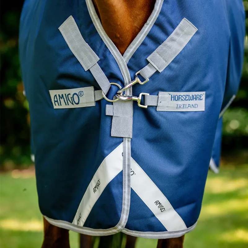 Horseware Amigo Bravo 12 Wug Light 0g Turnout Rug - Navy/Titanium Grey Silver-5