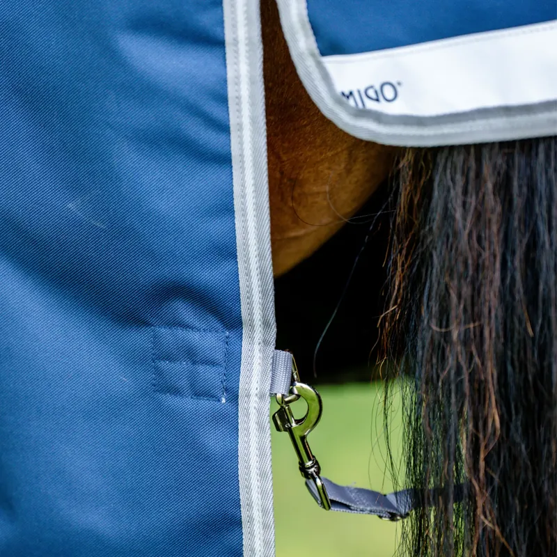 Horseware Amigo Bravo 12 Wug Heavy 400g Turnout Rug - Navy/Titanium Grey Silver-6