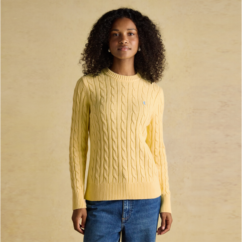 Joules Ladies Classic Cable Jumper - Yellow