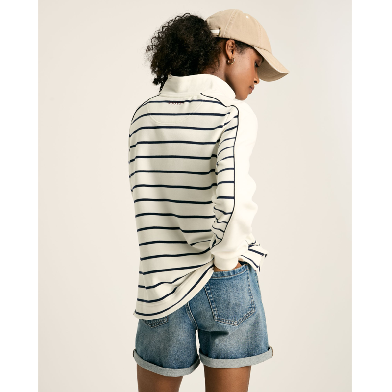 Joules Ladies Southwold Button Down Sweatshirt - Navy Cream Stripe-2