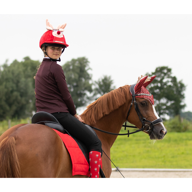 QHP Christmas Print Ear Net  - Rudolph-1