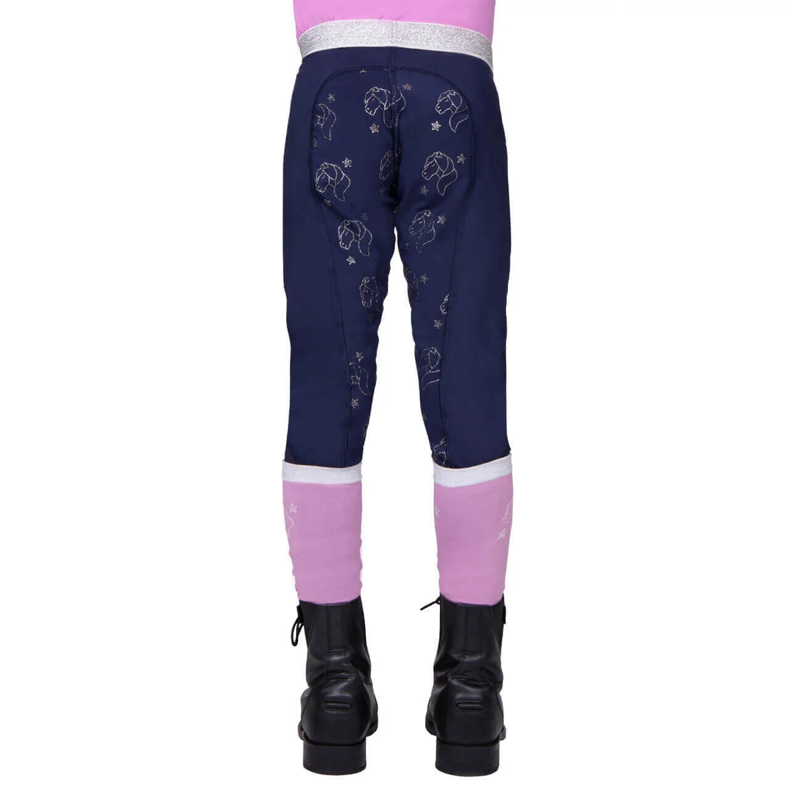 QHP Gwenn Junior Full Grip Riding Tights - Navy-1