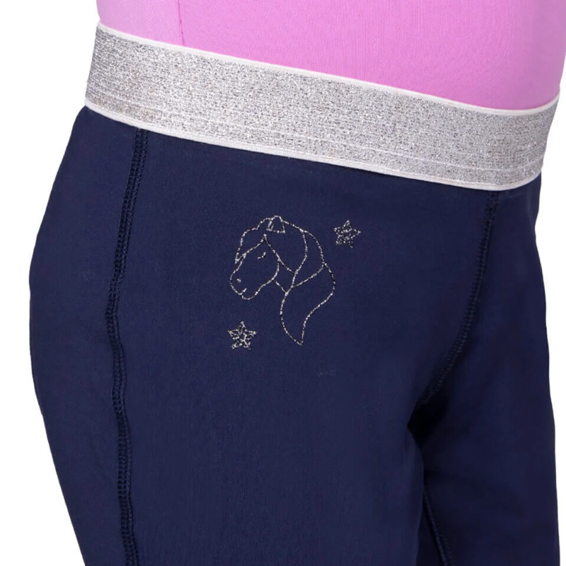 QHP Gwenn Junior Full Grip Riding Tights - Navy-2