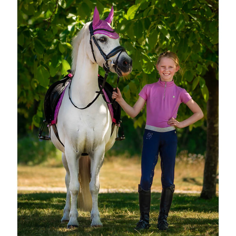 QHP Gwenn Junior Full Grip Riding Tights - Navy-5