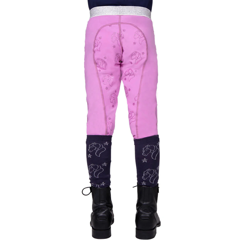 QHP Gwenn Junior Full Grip Riding Tights - Pink-1