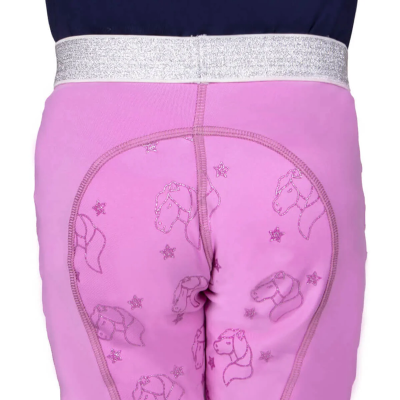 QHP Gwenn Junior Full Grip Riding Tights - Pink-3