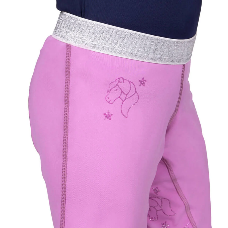 QHP Gwenn Junior Full Grip Riding Tights - Pink-2
