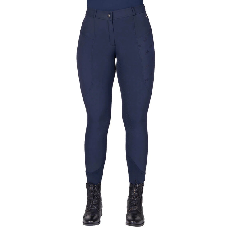 QHP Summer Focus Ladies Half Grip Breeches - Navy