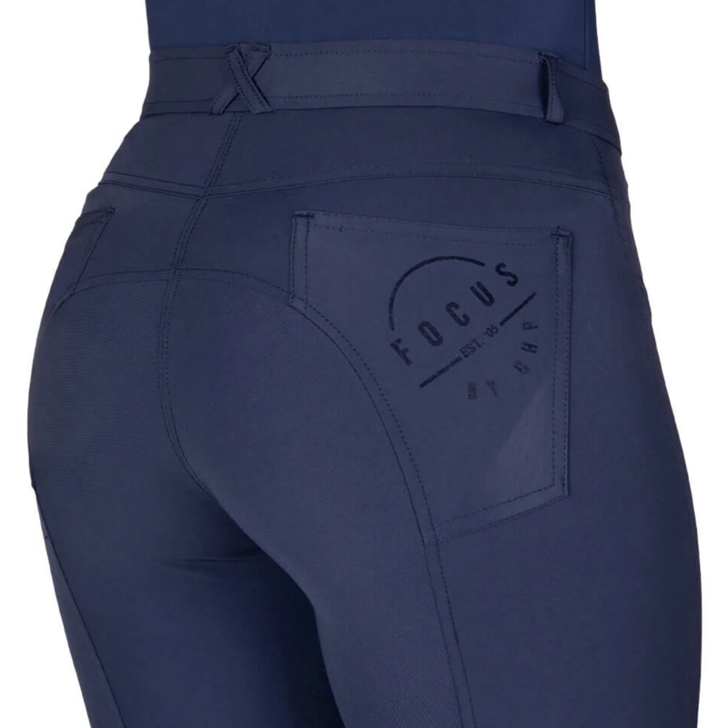 QHP Summer Focus Ladies Half Grip Breeches - Navy-2
