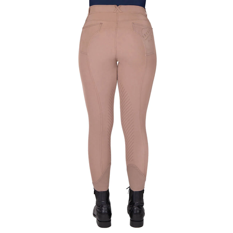QHP Summer Focus Ladies Half Grip Breeches - Taupe-1