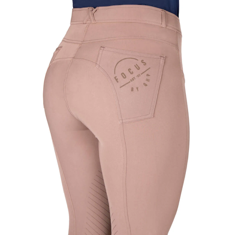 QHP Summer Focus Ladies Half Grip Breeches - Taupe-3