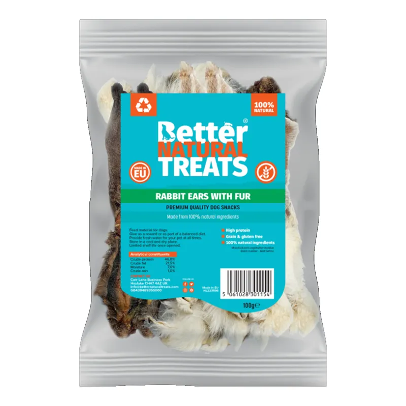 Better Natural Treats Rabbit Ears 100g
