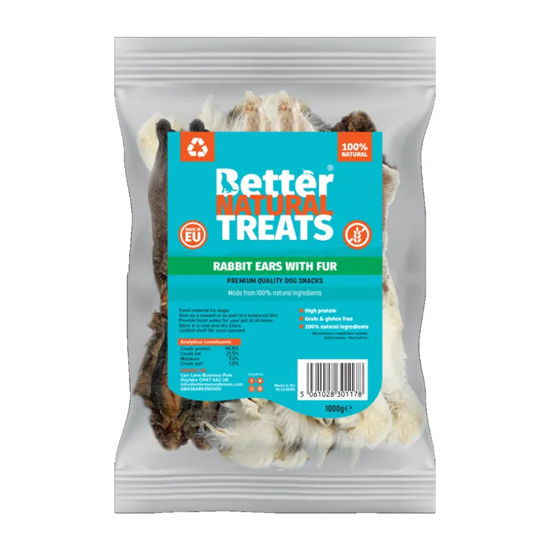 Better Natural Treats Rabbit Ears 1kg