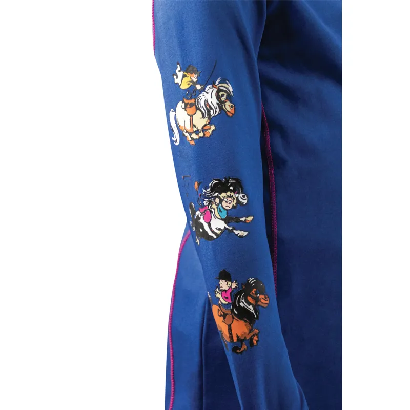 Hy Equestrian Thelwell Collection Children's Race Base Layer - Cobalt Blue/Magenta-2
