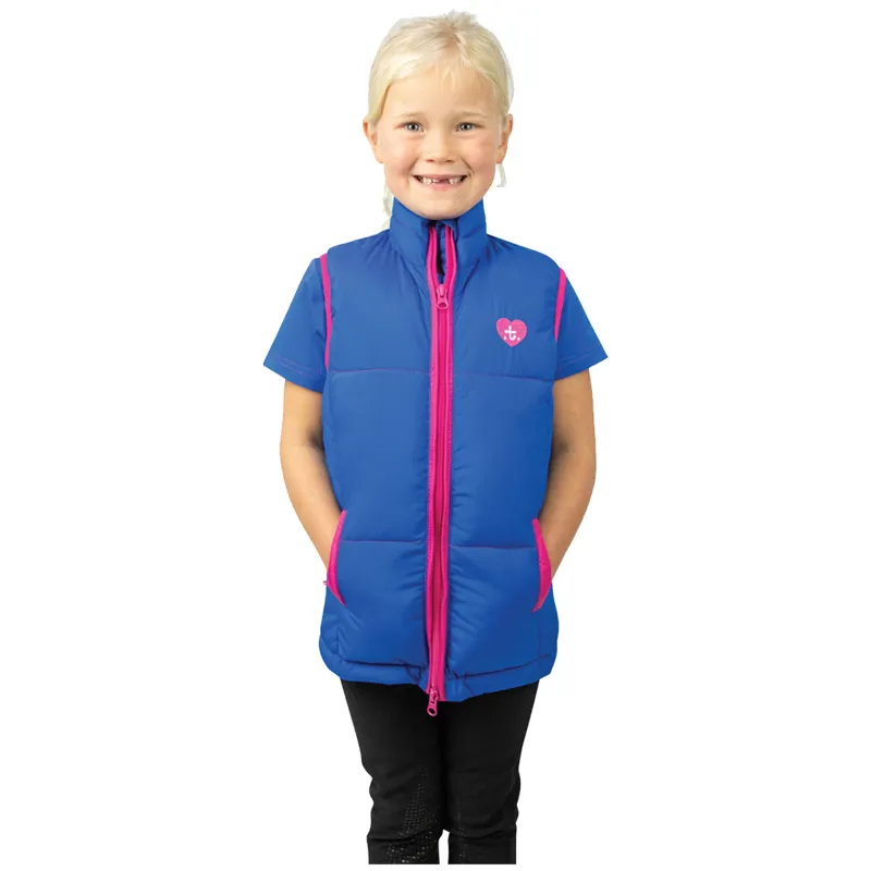 Hy Equestrian Thelwell Collection Race Children's Padded Gilet - Cobalt Blue/Magenta-2