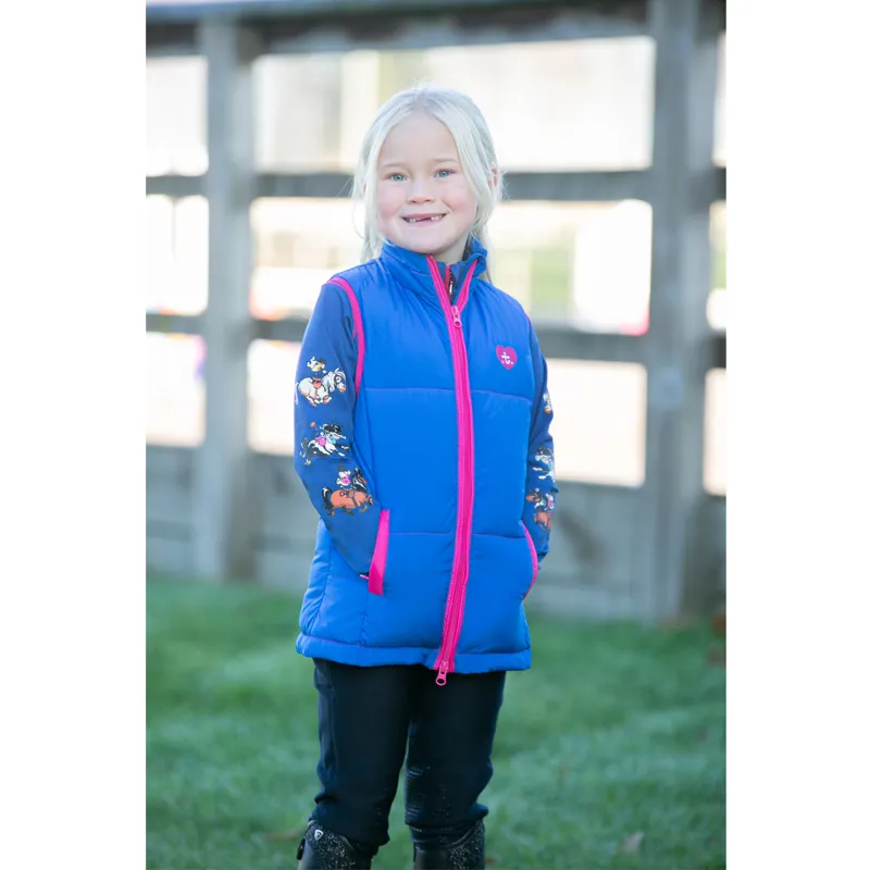 Hy Equestrian Thelwell Collection Race Children's Padded Gilet - Cobalt Blue/Magenta-1