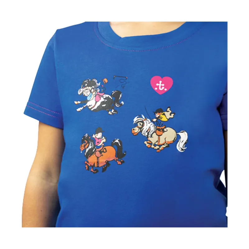 Hy Equestrian Thelwell Collection Race Children's T-Shirt - Cobalt Blue/Magenta-1