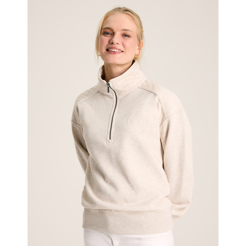 Joules Racquet Ladies Half Zip Sweatshirt - Cream Marl-1