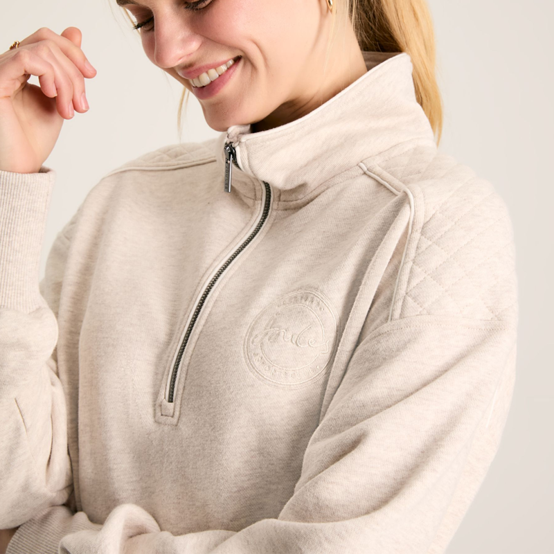 Joules Racquet Ladies Half Zip Sweatshirt - Cream Marl-5