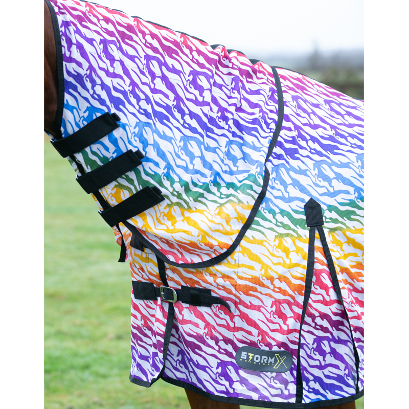 Hy StormX Original Zebra Rainbow Print Fly Rug - Rainbow/Black-1