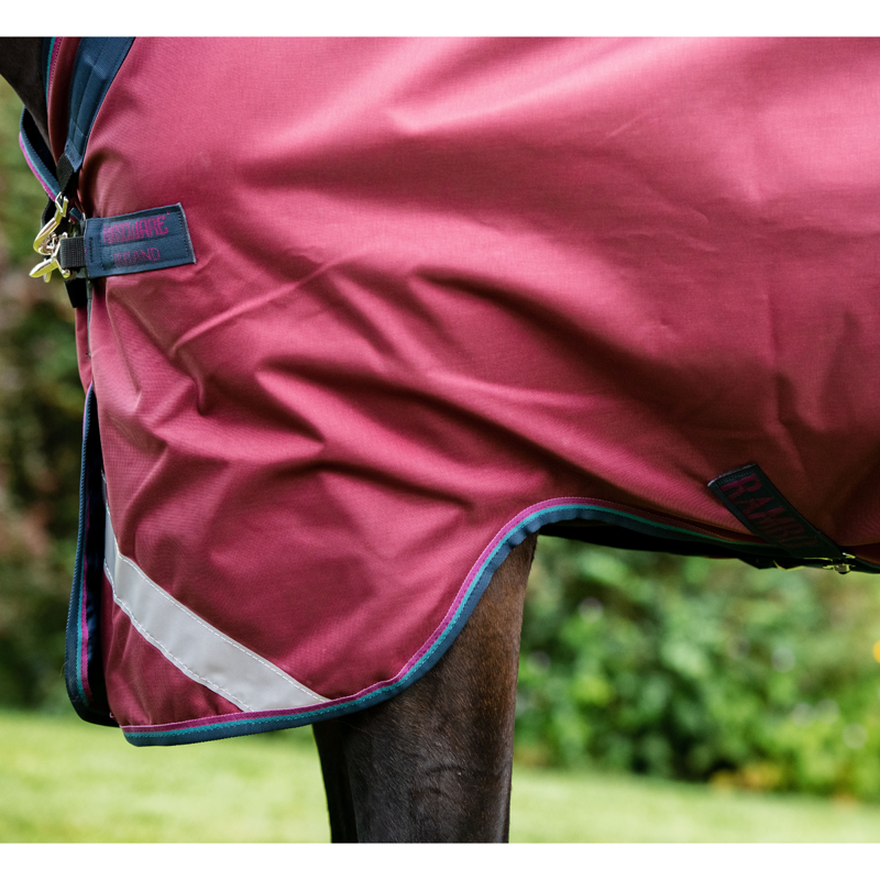 Horseware Rambo Original Lite 0g Turnout Rug With Leg Arches - Burgundy/Burgundy/Teal/Navy-3