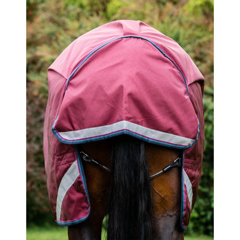 Horseware Rambo Original Lite 0g Turnout Rug With Leg Arches - Burgundy/Burgundy/Teal/Navy-5