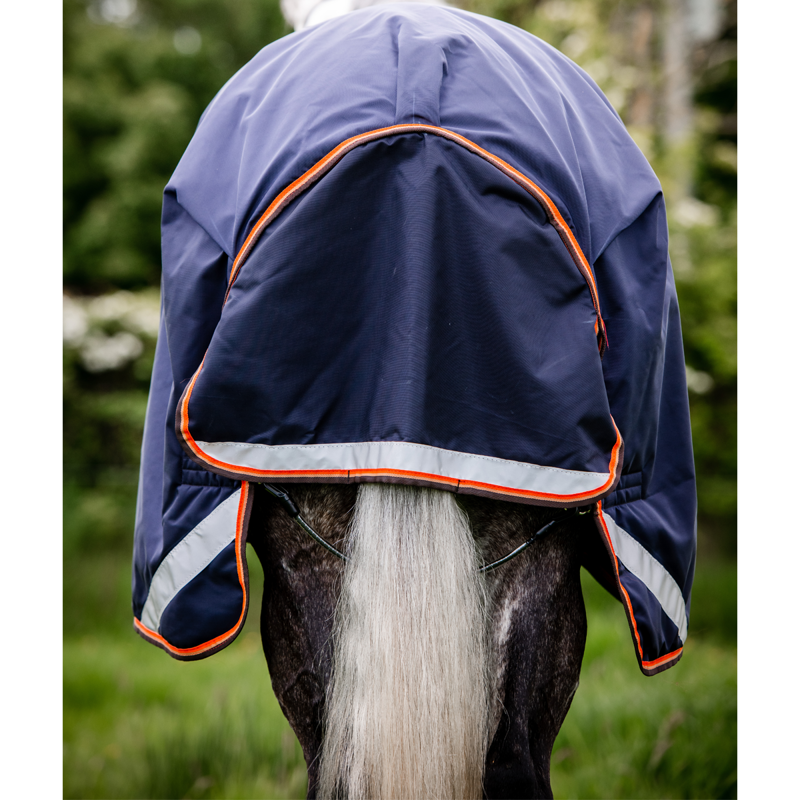 Horseware Rambo Original 100g Turnout Rug With Leg Arches - Navy/Orange/Tan/Brown-5