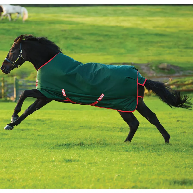 Horseware Rambo Original Lite 0g Turnout Rug - Green/Red-3