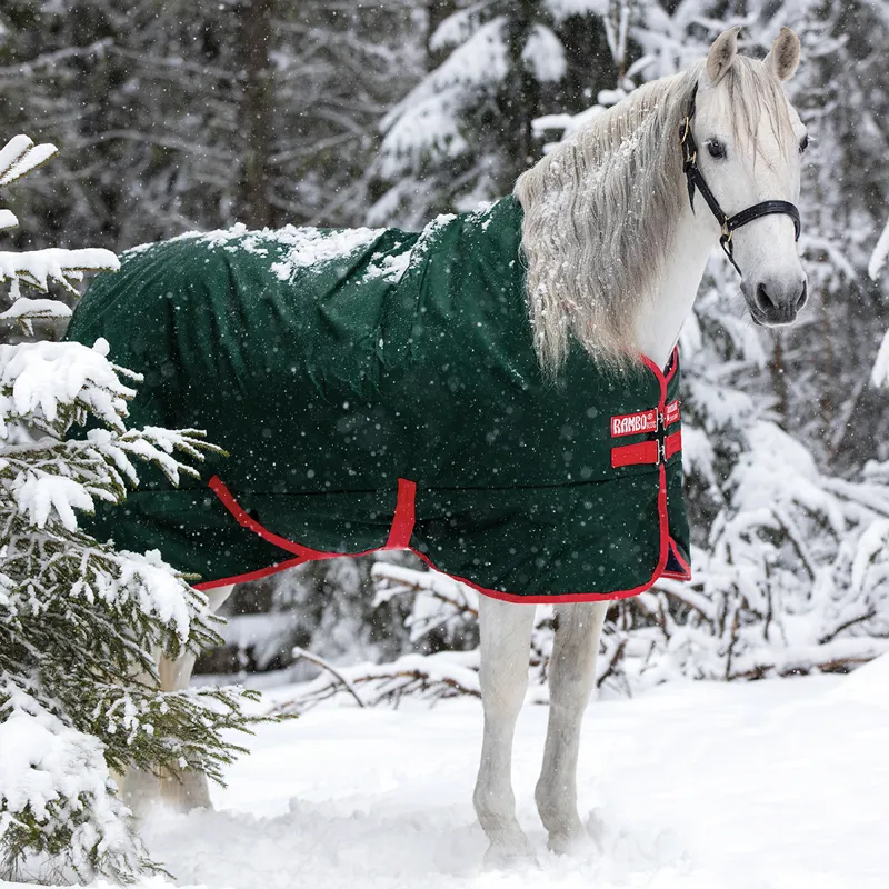 Horseware Rambo Original Heavy 400g Turnout Rug - Green/Red