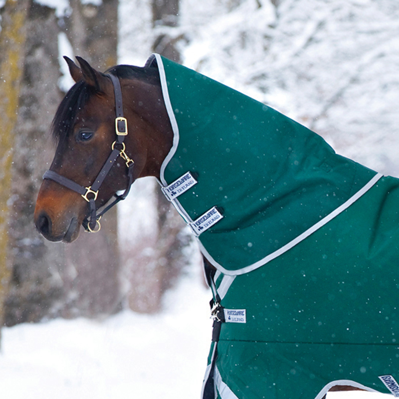 Horseware Rambo Original Lite 0g Turnout Hood - Green/Silver-1