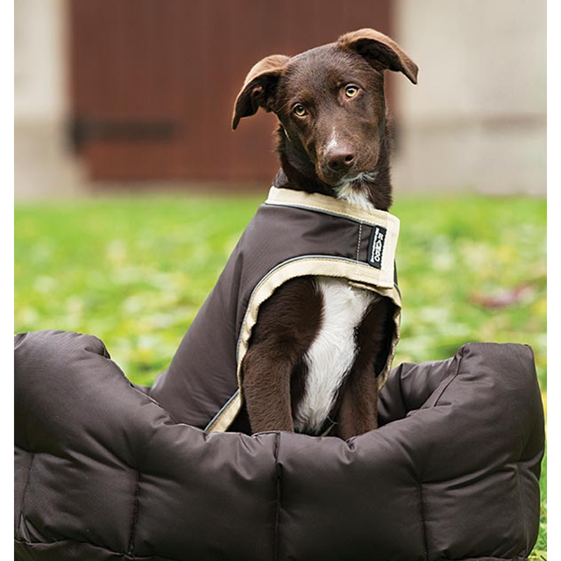 Horseware Rambo Waterproof Dog Rug Coat With 100g Detachable Liner - Brown/Cream - XXXL -1