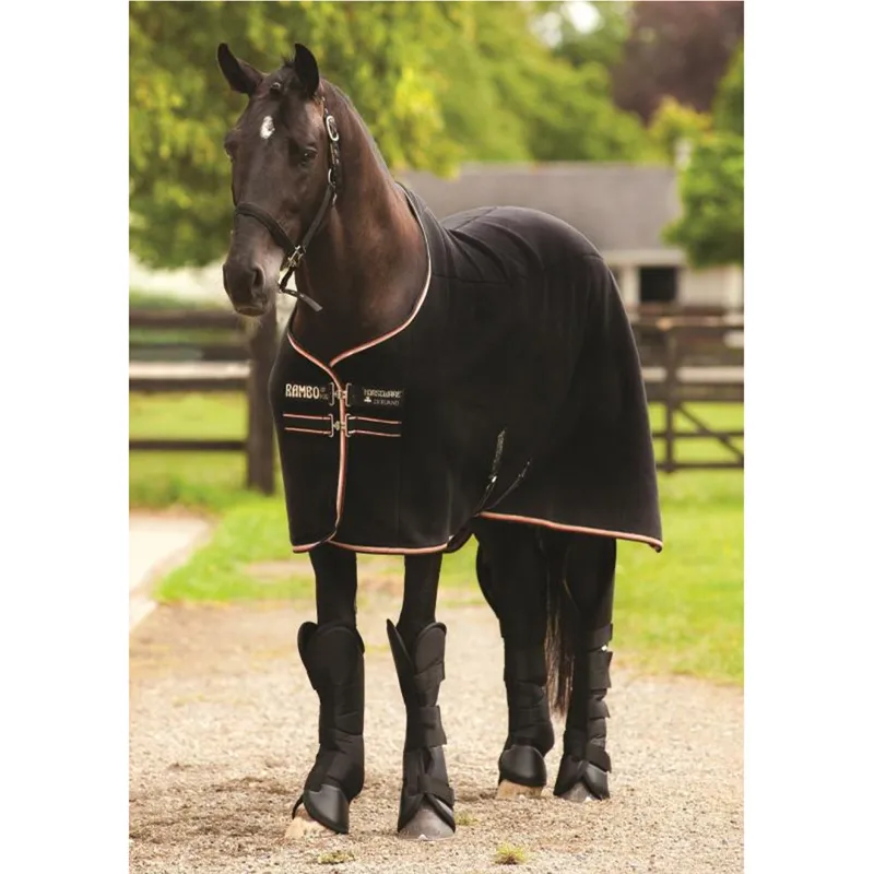 Horseware Rambo Grand Prix Velour Fleece Rug - Black/Tan/Orange