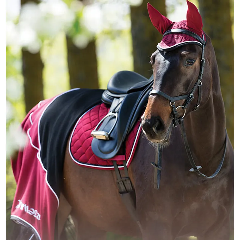 Horseware Rambo Non-Slip Dressage Pad - Black/Pomegranite-1