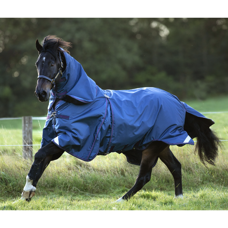 Horseware Rambo Optimo Plus Bundle Turnout 0g Outer with 200g Liner - Navy/Burgundy/Teal/Navy-1