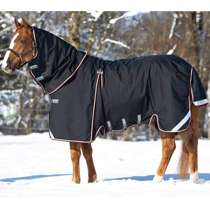 Horseware Rambo Optimo 0g Turnout Rug with 400g Liner NO NECK - Black/Orange