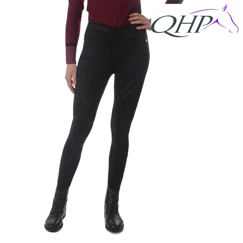 QHP Riding Tights Raquel Anti-Slip Full Seat - Black
