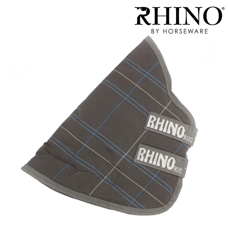 Horseware Rhino Turnout Hood 250g - Charcoal/Blue/White Check/Grey