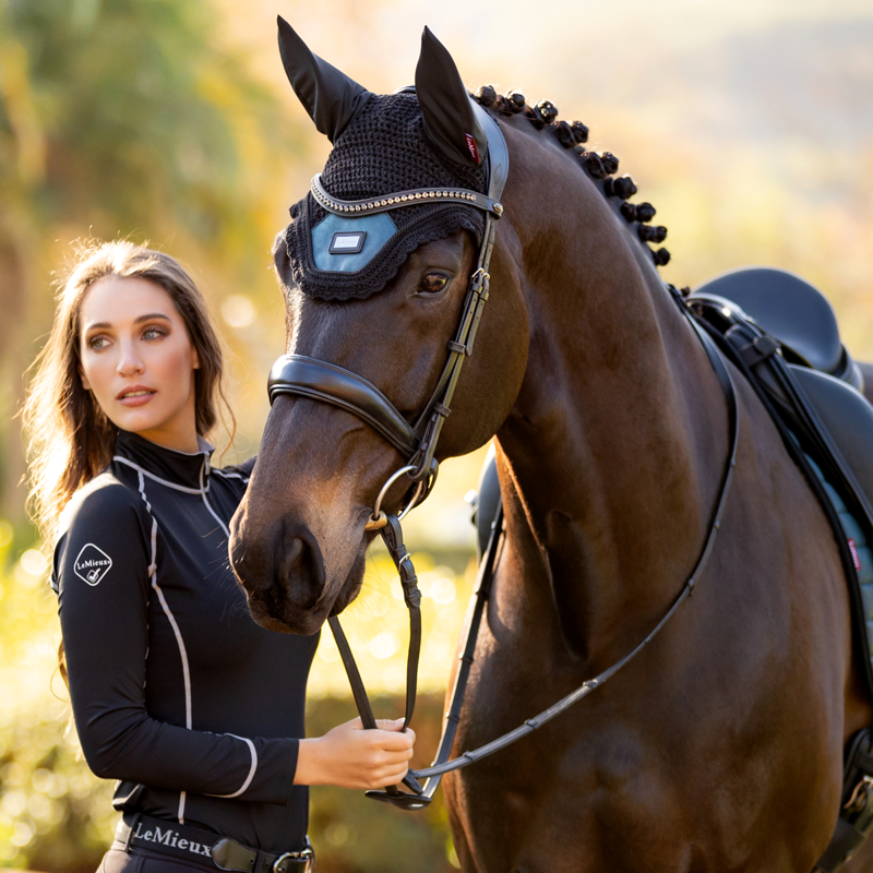 LeMieux Rhone Fly Hood - Petrol Blue-1