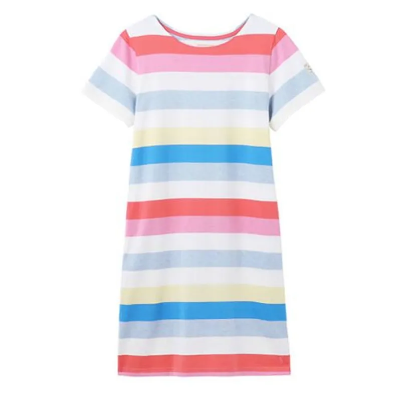 Joules Multi Stripe Riviera Printed Dress with Short Sleeves - M